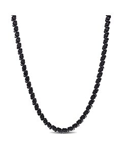 AMOUR 1/2 CT TW Black Diamond Tennis Necklace In Sterling Silver with Black Rhodium