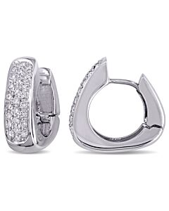 AMOUR 1/2 CT TW Pave Diamond Huggie Earrings In 18k White Gold