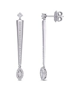 AMOUR 1/2 CT TW Round and Marquise Diamond Drop Earrings In 14K White Gold