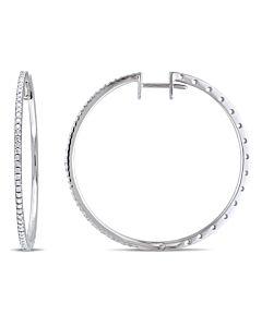 AMOUR 1/2 CT TW Diamond Hoop Earrings In 10K White Gold