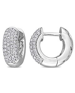 Amour 1/2 CT TDW Diamond Pave Hinged Hoop Earrings in 10k White Gold