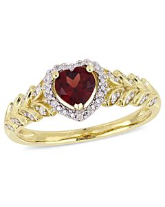 Amour 1/2 CT TGW Garnet and Diamond Halo Heart Ring in 10k Yellow Gold JMS005029