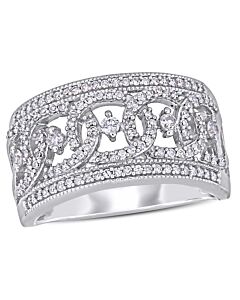 Amour 1/2 CT TW Diamond Wide Interlaced Circle Anniversary Ring in 10k White Gold JMS004958