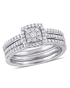 Amour 1/2 cttw Diamond Cluster Bridal Set Ring in 14K White Gold JMS005281