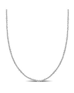 Amour 1.2mm Sparkling Singapore Chain Necklace in 14k White Gold- 18