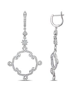 AMOUR 1 3/4 CT TW Diamond Vintage Earrings In 14K White Gold
