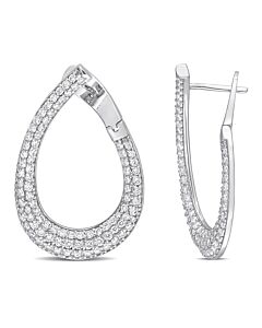 AMOUR 1 3/4 CT TDW Diamond Open Teardrop Earrings In 14K White Gold