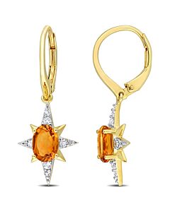 AMOUR 1 3/4 CT TGW Madeira Citrine and White Topaz Sar Drop Leverback Earrings In Yellow Plated Sterling Silver