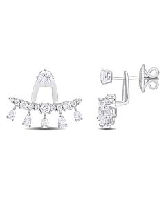 AMOUR 1 3/5CT TDW Pear and Round-shaped Diamonds Front Back Earrings In 14K White Gold