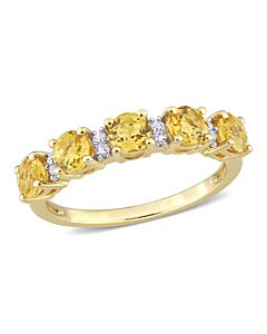 Amour 1 3/5 CT TGW Citrine and White Topaz Semi Eternity Ring in Yellow Gold Plated Sterling Silver