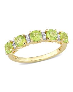 Amour 1 3/5 CT TGW Peridot and White Sapphire Semi Eternity Ring in Yellow Gold Plated Sterling Silver