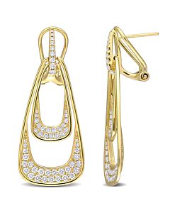 AMOUR 1 3/5 CT TDW Diamond Open Design Geometric Earrings In 14K Yellow Gold with Omega Clip Closure