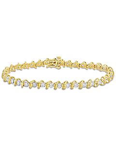 AMOUR 1 3/8 CT TDW Diamond S-link Tennis Bracelet In 18k Yellow Gold