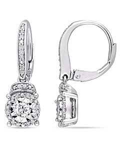AMOUR 1/3 CT TW Diamond Leverback Earrings In Sterling Silver