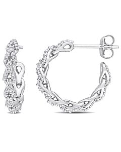 AMOUR 1/3 CT TW Diamond Hoop Earrings In 10K White Gold