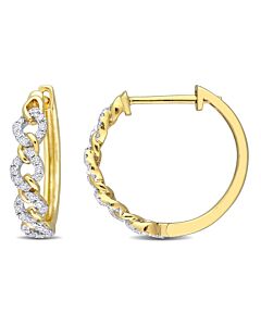 AMOUR 1/3 CT TDW Diamond Link Hoop Earrings In 10K Yellow Gold