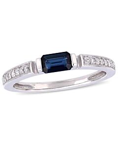 Amour 1/3 CT TGW Sapphire and 1/10 CT TW Diamond Ring in 10k White Gold JMS004945