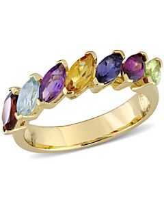 Amour 1 4/5 CT TGW Multi-Gemstone Marquise Ring in Yellow Plated Sterling Silver