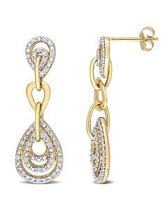 AMOUR 1/4 CT TDW Diamond Geometric Link Earrings In 10K Yellow Gold