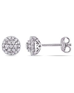 AMOUR 1/4 CT TW Diamond Cluster Halo Stud Earrings In Sterling Silver