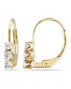 AMOUR 1/4 CT TW 3-sTone Diamond Leverback Earrings In 14K Yellow Gold