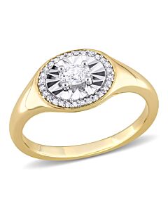 Amour 1/4 CT Oval and Round-Cut Diamond Ring in 14k Yellow Gold