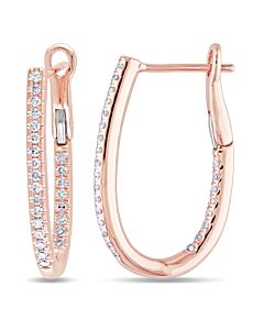 AMOUR 1/4 CT TW Diamond Hoop Earrings In 14K Rose Gold