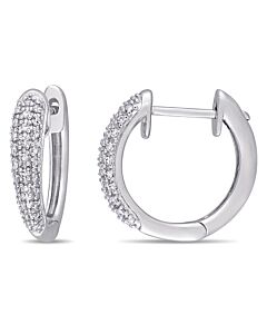 AMOUR 1/4 CT TW Diamond Hoop Earrings In 14K White Gold