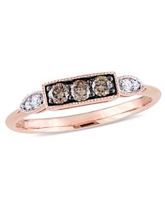 Amour 1/4 CT TW Dark Brown and White Diamond Ring in 10k Rose Gold JMS005298