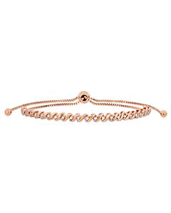 AMOUR 1/4 CT TW Diamond Bolo Bracelet In Rose Plated Sterling Silver