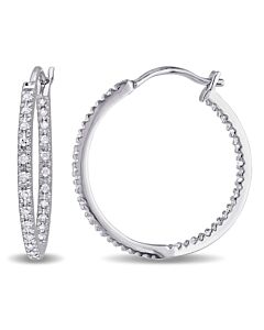 Amour 1/4 CT TW Diamond Inside Outside Hoop Earrings in Sterling Silver
