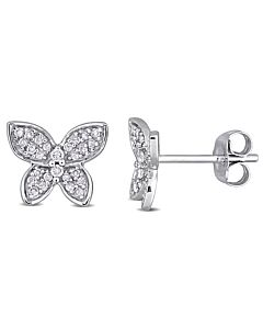AMOUR 1/5 CT TDW Diamond Butterfly Stud Earrings In 10K White Gold