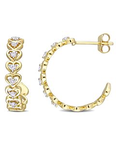 AMOUR 1/5 CT TW Diamond Semi-hoop Heart Earrings In 10K Yellow Gold