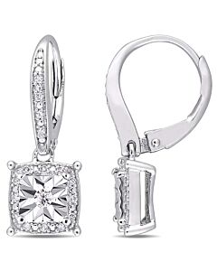 AMOUR 1/5 CT TW Diamond Leverback Earrings In Sterling Silver
