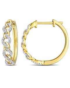 AMOUR 1/5 CT TDW Diamond Link Hoop Earrings In 10K Yellow Gold
