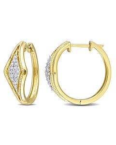 AMOUR 1/5 CT TDW Diamond Pave Hoop Earrings In 10K Yellow Gold