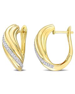 AMOUR 1/5 CT TDW Diamond Swirl Design Hoop Earrings In 14K Yellow Gold