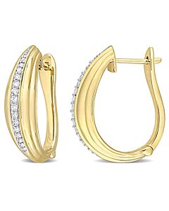 AMOUR 1/5 CT TDW Graduated Diamond Hoop Earrings In 14K Yellow Gold