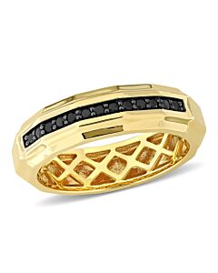Amour 1/5ct TDW Channel-Set Black Diamond Ring in 14k Yellow Gold