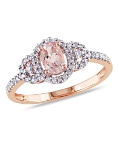 Amour 1/6 CT Diamond and Morganite 10K Pink Gold Ring