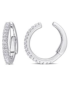 AMOUR 1/6 CT TDW Diamond Hoop Earrings In 14K White Gold