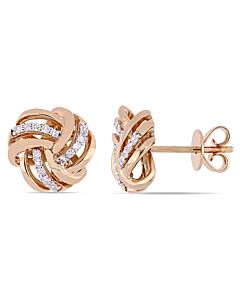 AMOUR 1/6 CT TW Diamond Knot Stud Earrings In 14K Rose Gold