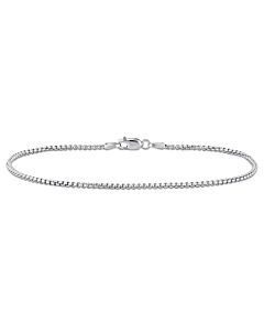 Amour 1.6mm Hollow Round Box Link Bracelet in 10k White Gold -9 in