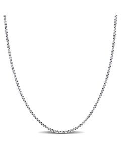Amour 1.6mm Hollow Round Box Link Chain Necklace in 10k White Gold - 16 in