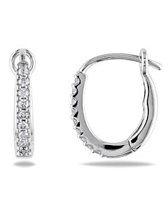 AMOUR 1/7 CT TW Diamond Hoop Earrings In 14K White Gold