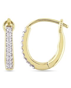 AMOUR 1/7 CT TW Diamond Hoop Earrings In 14K Yellow Gold
