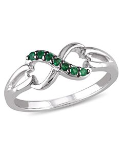 Amour 1/7 CT TGW Emerald Ring Silver w/ Black Rhodium Plated