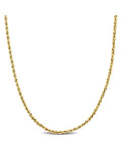 Amour 1.9mm Super Ultra Light Hollow Rope Chain Necklace in 14k Yellow Gold - 18 in