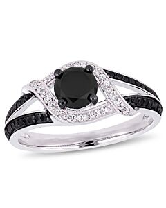 Amour 1 CT Black and White Diamond TW Fashion Ring 10k White Gold GH I2;I3 Black Rhodium Plated JMS005310