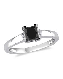Amour 1 CT Black Diamond 10K White Gold Solitaire Ring